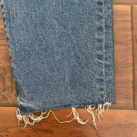 Mother The Stunner Ankle Fray Distressed Blue Denim Jeans Casual Crate Digger - Picture 11 of 16